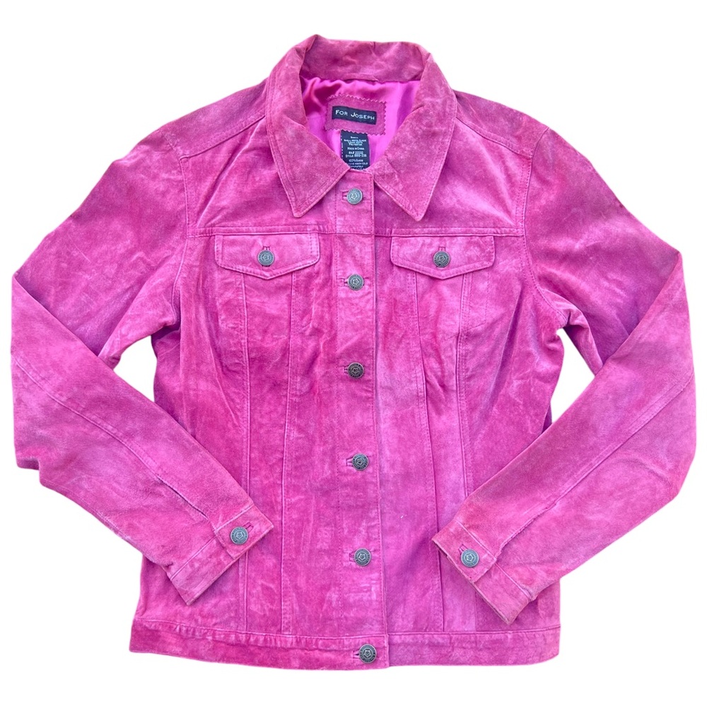 Y2K Vintage Pink Suede Genuine Leather Jacket